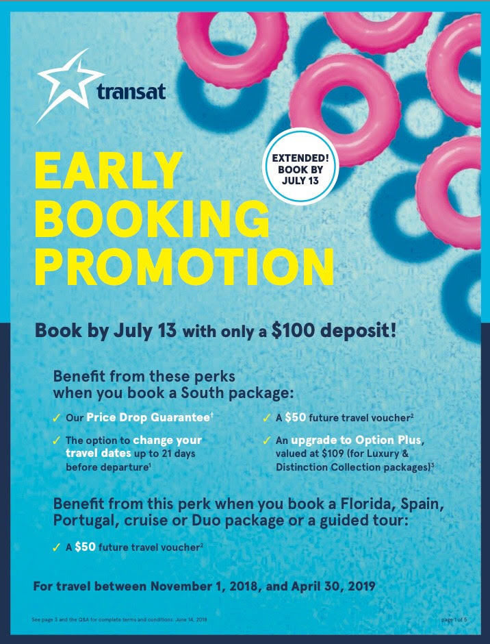 海岛游，欧洲游促销：Transat Package 限期优惠